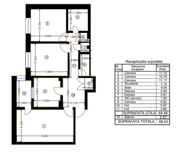 Tudor Vladimirescu-Strada Sergent Gheorghe Latea-Apartament 3 camere
