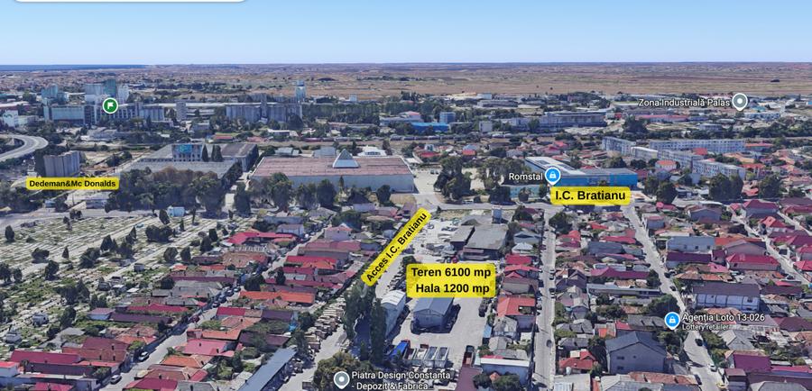 Hala 1200 mp si curte 6100 mp in Constanta intrare de pe A2 Bd. IC Bratianu
