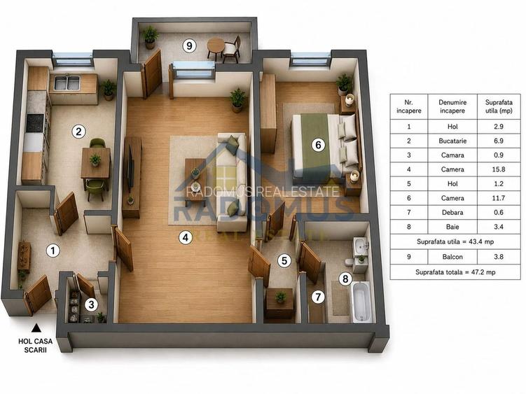 Apartament 2 camere – Strada Cameliei | Renovat complet 2025 | An 1965 - 12