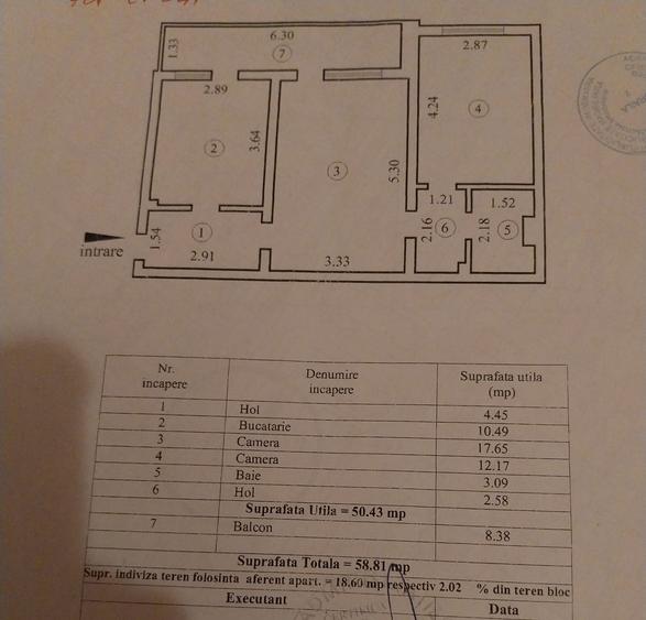 Apartament 2 camere confort 1, zona Viziru 1, suprafata 58mp.