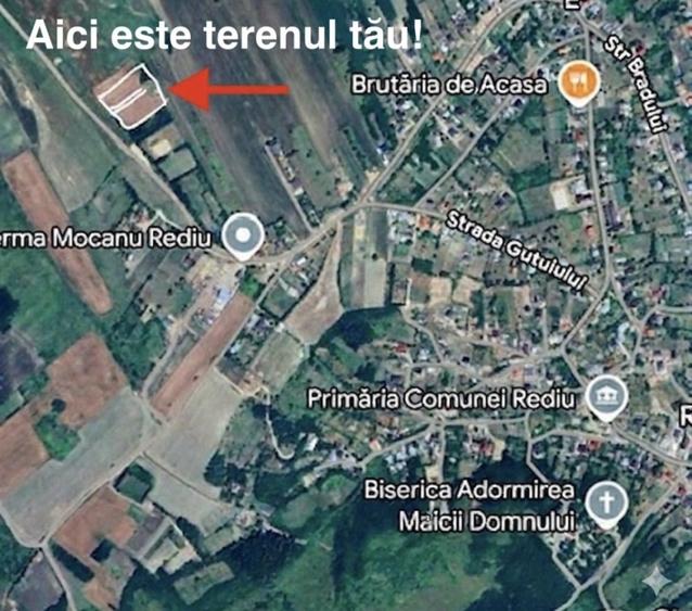 ULTIMELE Parcele 10000euro în extravilan Rediu Iași, 1.3km de Primărie, 424mp