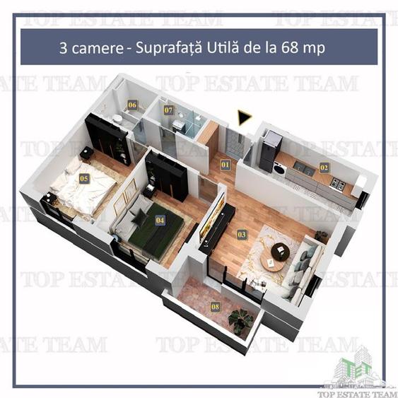 Apartament 3 camere cu finisaje premium si toate utilitatile in Cartierul Milita