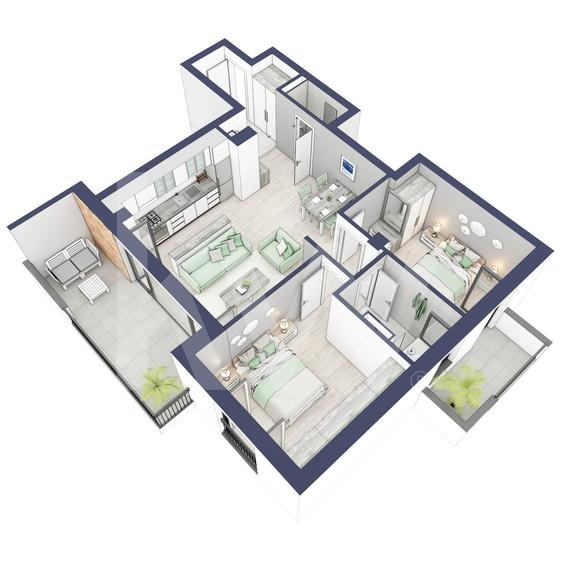 Apartament 3 camere, etaj 1, intabulare vara 2026