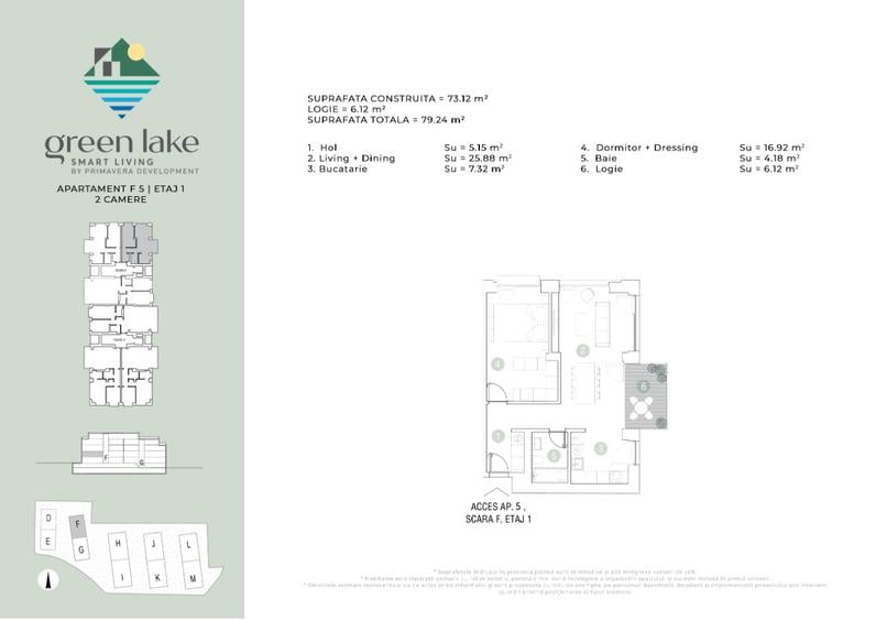 Apartament de 2 camere decomandat in Green Lake - confort si liniste