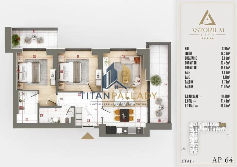 2 Camere Tip Studio,Premium & Modern,Astorium Pallady ,Mutare Imediata