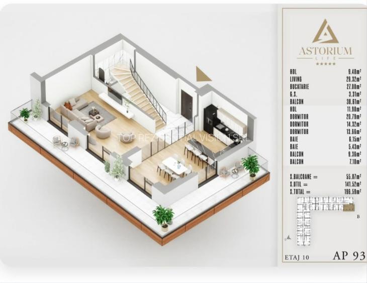 PENTHOUSE PESTE 141MP. UTILI IN PROIECTUL ASTORIUM LIFE! - 10