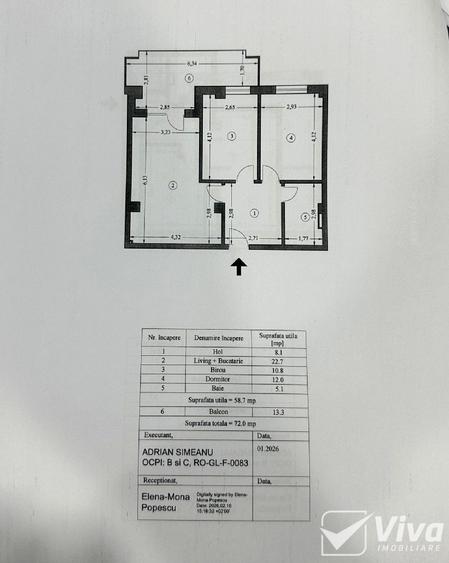 La cheie – Ap 3 camere, etaj 2, 72 mp + loc de parcare. Platou Galata