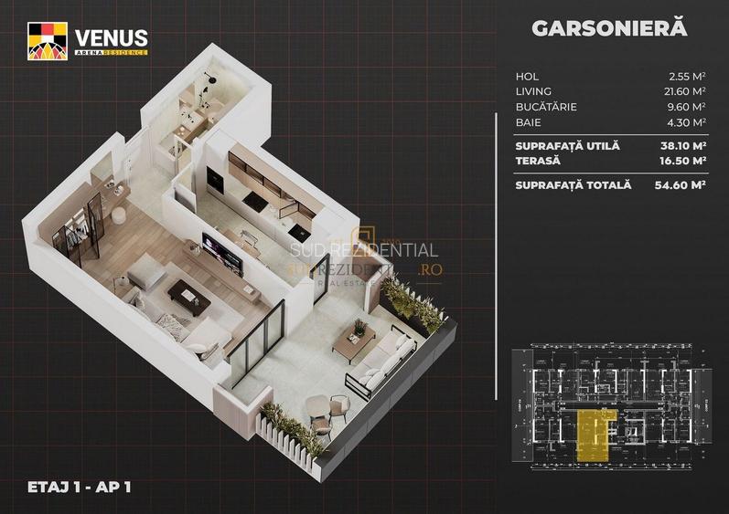 Garsoniera moderna cu terasa generoasa de vanzare - acces facil metrou - 1