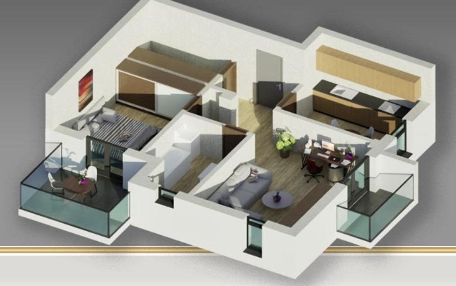 Apartament Premium in Braytim | 63 mp | 2 Balcoane | Dressing, AC