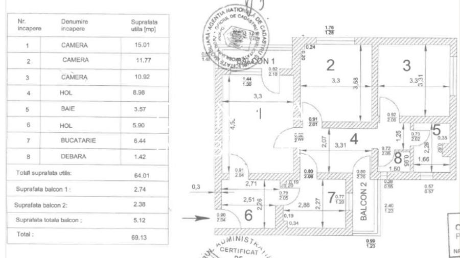 Vanzare apartament 3 camere, in Tg. Jiu, zona centrala - str. Nicolae Balcescu - 9