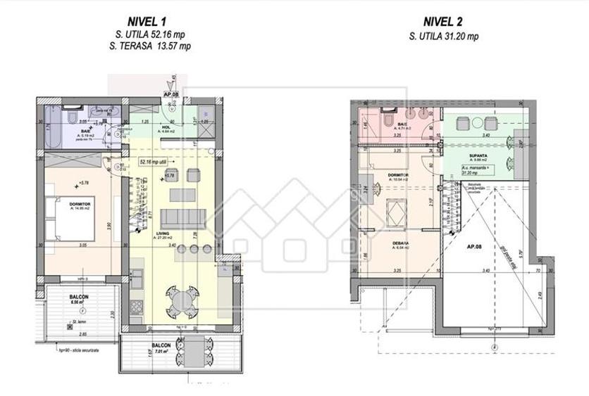 Penthouse 3 camere, bucatarie mobilata, intabulat (52N-L) - 22