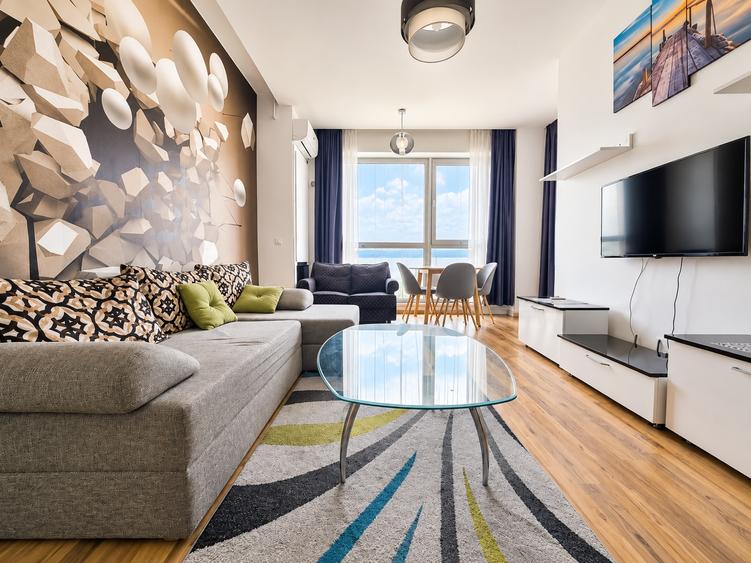 Apartament intr-un complex cu gradina privata si fantani decorative, langa plaja