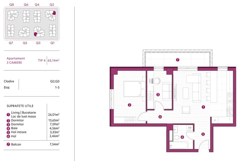 Apartament 3 camere, 65 mp, bloc nou Galata, avans minim 15% CREDIT, tva INCLUS
