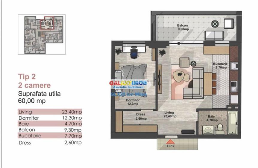 Vanzare apartament 2 camere  bloc nou, metrou 60 mp! - 11