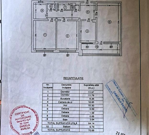 Apartament 3 camere decomandat-71mp-etaj intermediar-Piata Nicolina