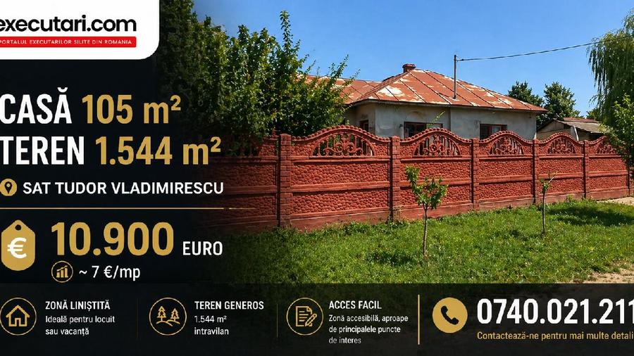 Casa 105 m² + Teren 1 544 m² - Sat Tudor Vladimirescu