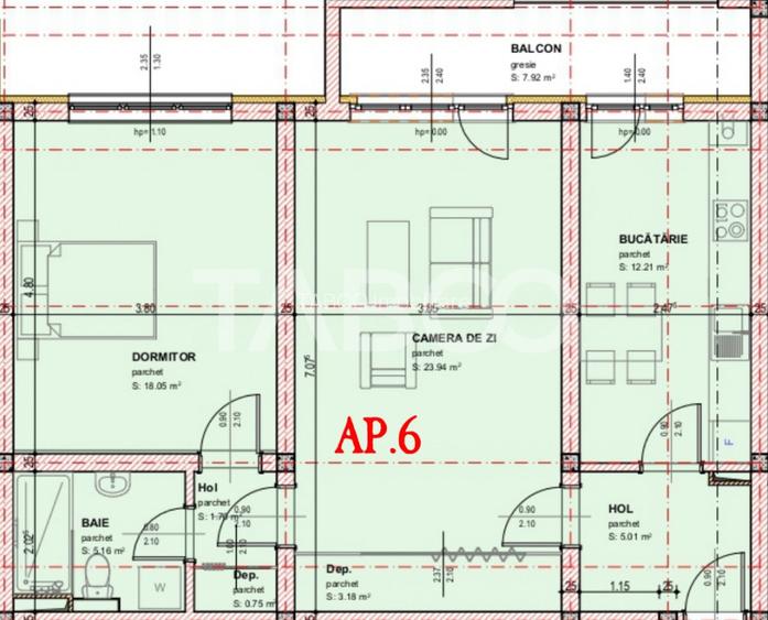 Apartament decoamandat 2 camere 71 mpu dressing balcon etaj 1 Selimbar - 1