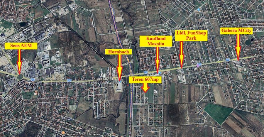 607mp | Teren Mosnita, spate Kaufland | Toate utilitatile