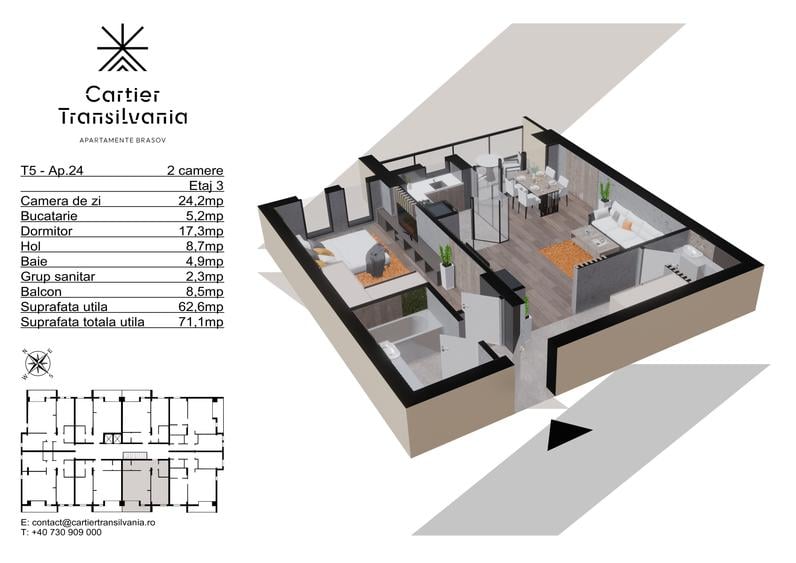 TRANSILVANIA RESIDENCE- CARTIER TRANSILVANIA, APARTAMENT 2 CAMERE