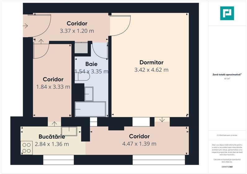 Apartament cu 1 cameră în zona Fratelia