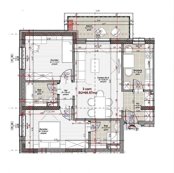 Apartament spațios | 3 camere | 2 băi | parcare | Park Lake