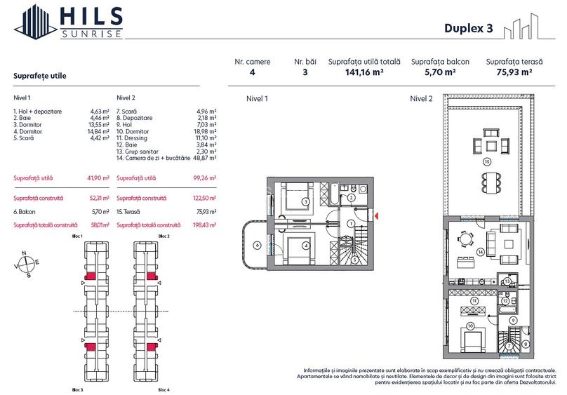 Duplex  cu terasa | Tip 1 | HILS Sunrise | Ansamblu cu Pre-certificare GREEN - 1