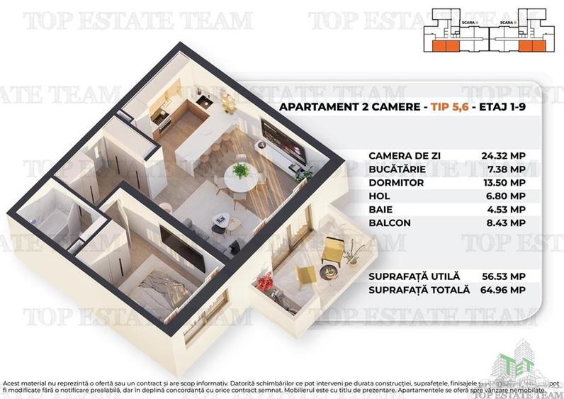 Bucuresti - Antiaeriana - Alexandriei/ Bloc nou apartament 2 camere / 56mp utili