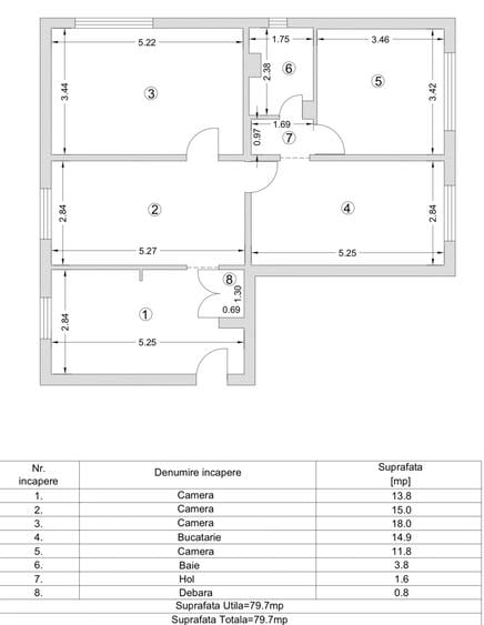 5 camere ultracentral in Navodari