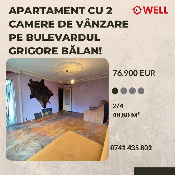 Apartament cu 2 camere de vânzare în Sfântu Gheorghe, pe bld. Grigore Bălan!