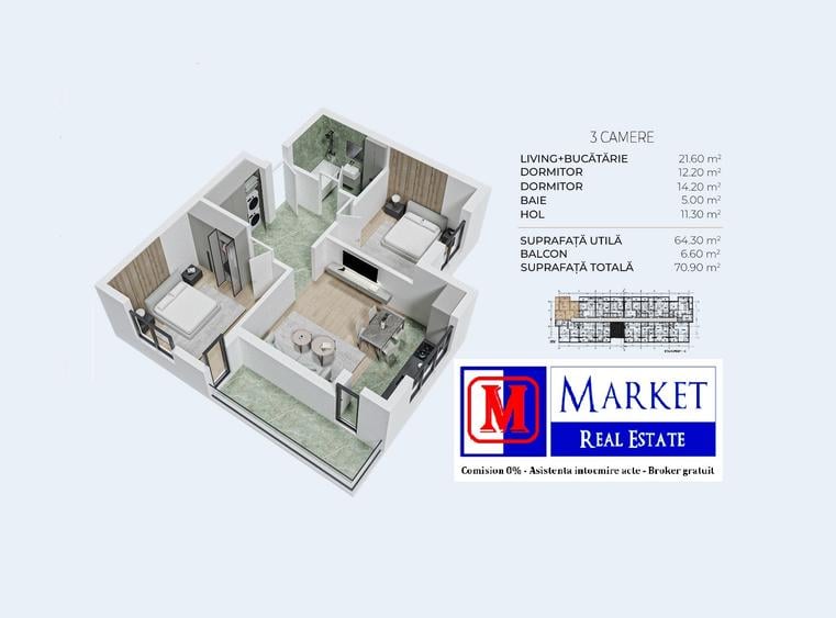 Apartament 3 camere - Metrou Berceni - PROMOTIE !!!