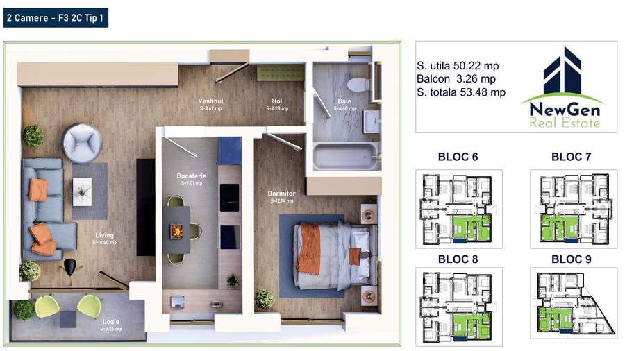 NOVA MEHALA, APARTAMENTE Tip 2C F3 / 1