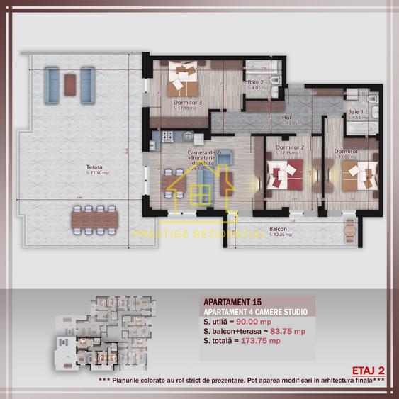 4 Camere / 102mp+terasa 72mp / Titan-Pallady / Etaj 2/ Boutique Residence