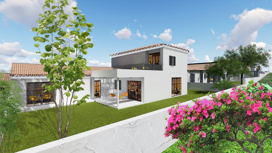 Vilă noua mediteraneană P+1, cartier cu ponton la lac, peninsula Balotesti