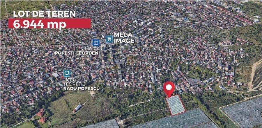 Vanzare teren intravilan, 6994 mp, deschidere ampla, Popesti-Leordeni