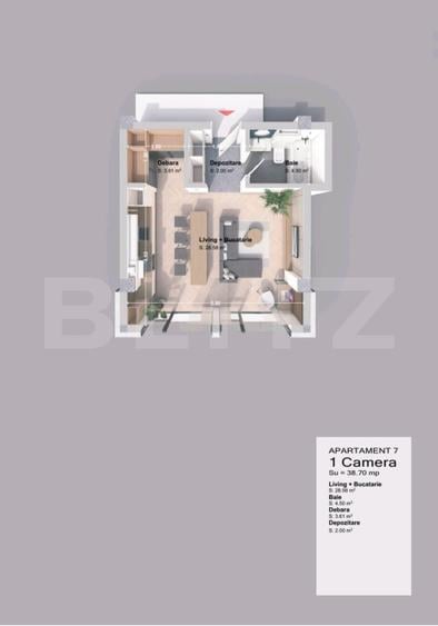 Apartament 1 camera, 38.70 mp, zona Pacurari - Rediu