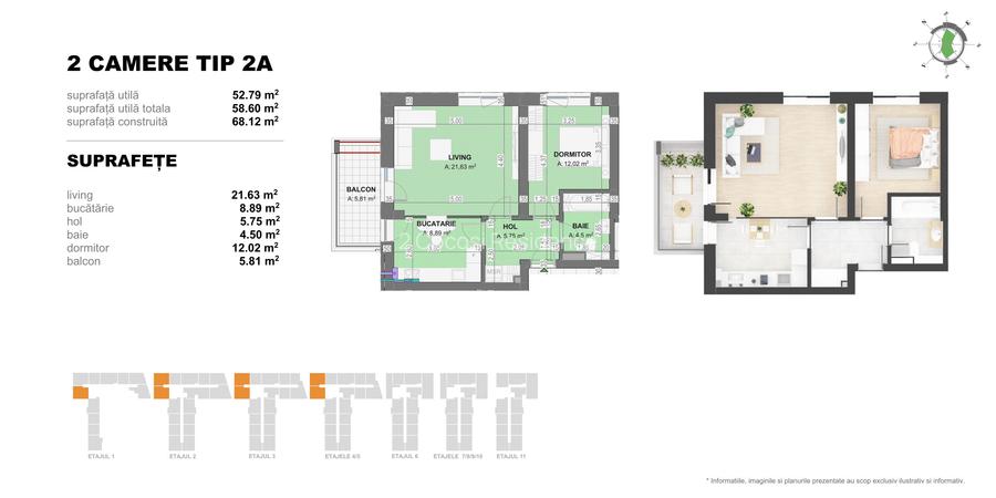 Apartament 2 Camere TIP A in Complex Doi Cocosi Residence - 2