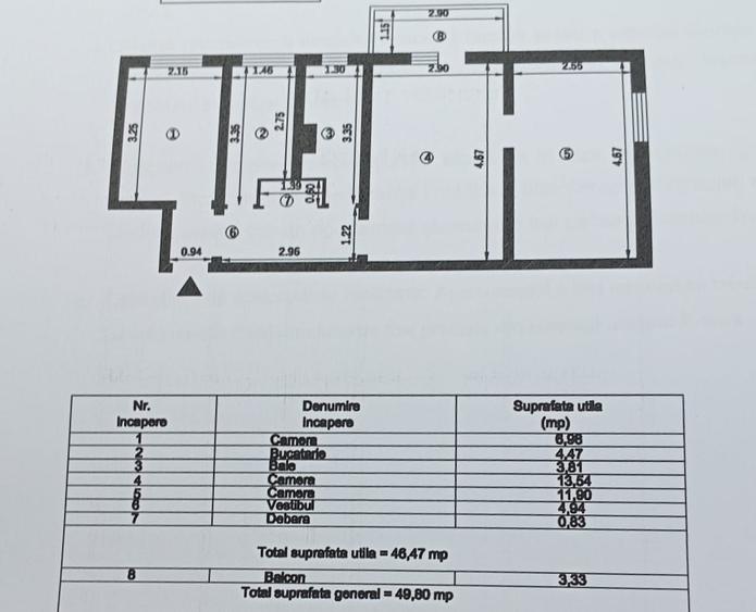Apartament cu 3 camere,etajul 2/4, zona Alexandru cel Bun
