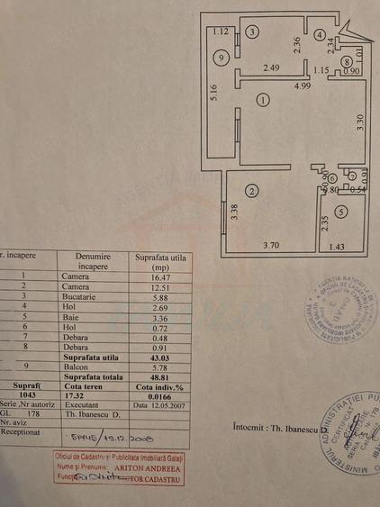Apartament 2 camere de vânzare, 49 mp, Galati, Țiglina 2, etaj 3/4