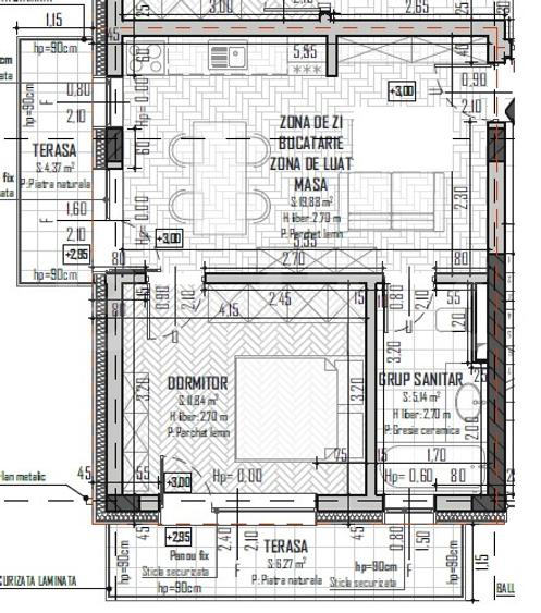 Apartament 2 camere, 38mp, 2 balcoane, orientare sudica, Baciu