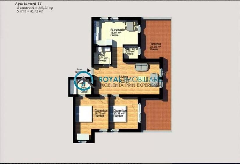 Royal Imobiliare - Vanzare Penthouse 3 camere zona Albert