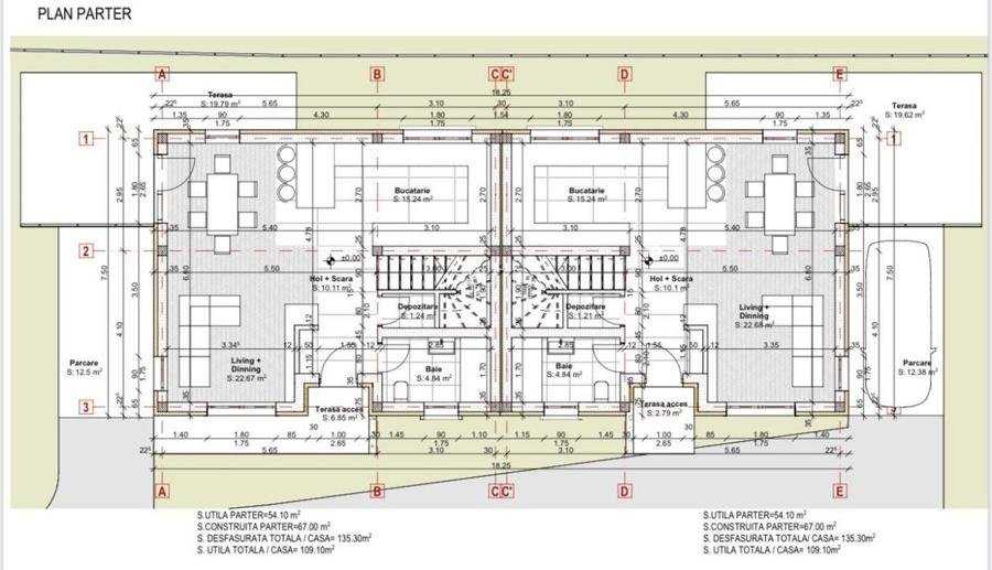 Duplex de vanzare, 100 mp, 250 teren, semifinisat, P+E, Gilau