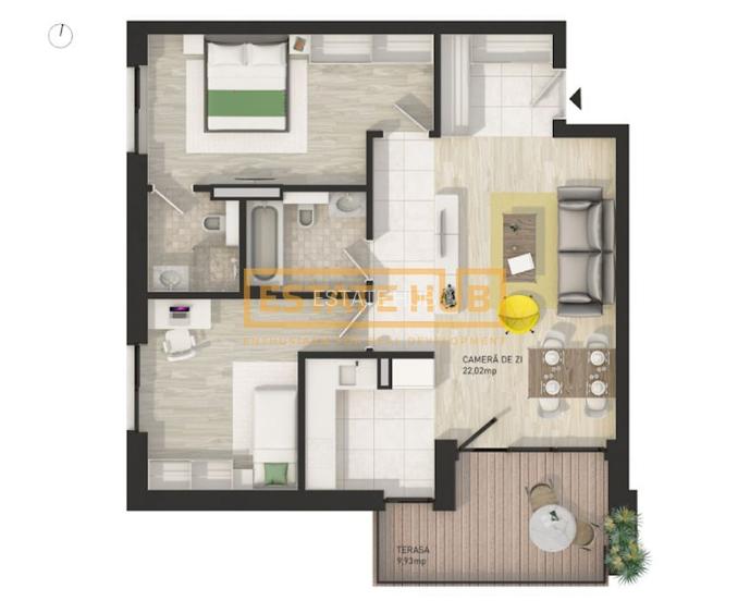 Apartament cu 3 camere, amenajare elegantă și terasă | The Nest - 25