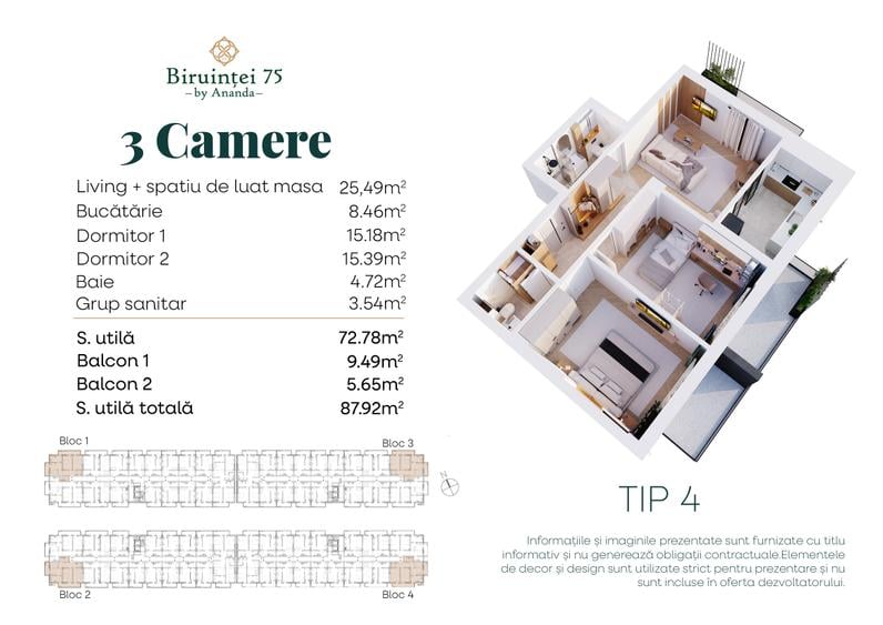 Direct dezvoltator - Apartament 3 camere modern - Ansamblu nou