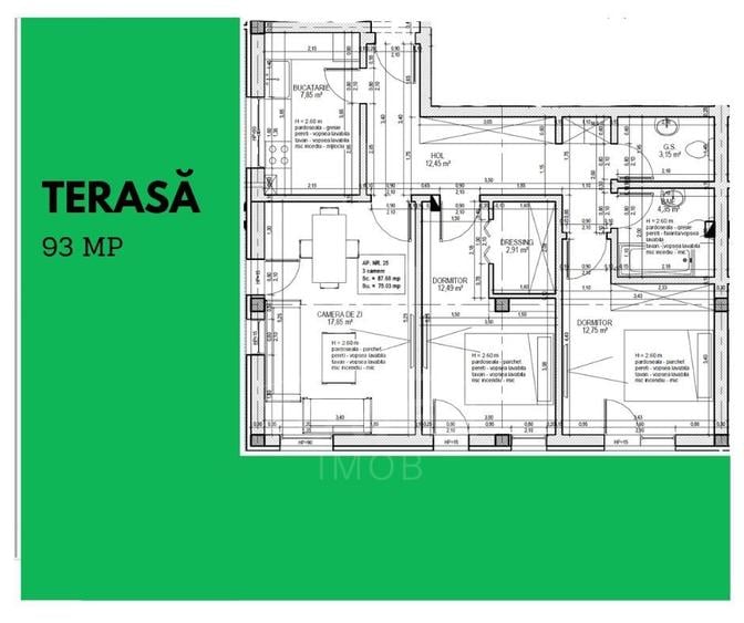 Penthouse de vanzare cu terasa de 94 mp