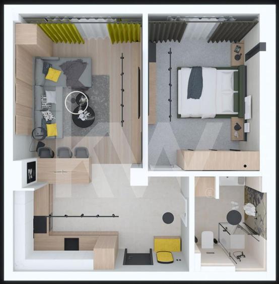 Apartament 2 camere cu living open-space și balcon spațios, ideal pentru confort