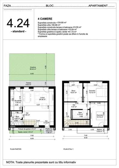 Apartament 4 camere | grădină proprie