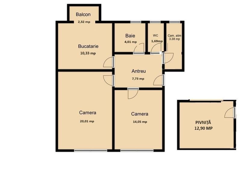 0% comision 2 camere decomandate, orientare Sud, langa Hilton, Central