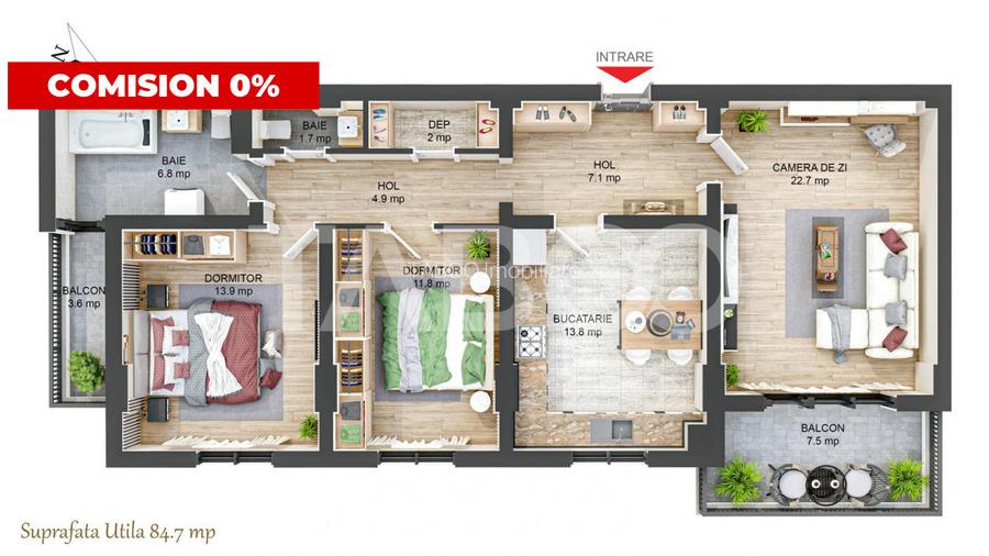 Apartament decomandat cu 3 camere 85 mpu 2 balcoane 2 bai Rahovei - 1