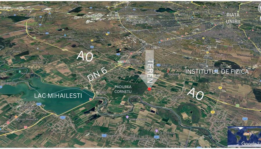 Teren intravilan, 4700 mp, dublu front stradal, la marginea Pădurii Cornetu