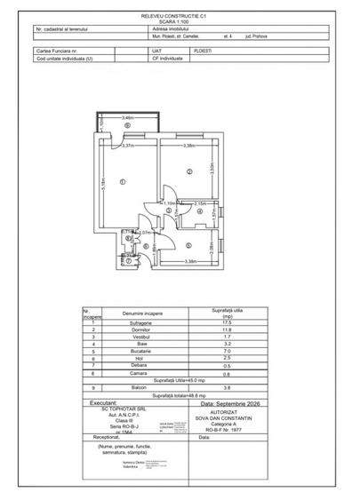 Apartament 2 cam, etaj 4/4, Zona Nord
